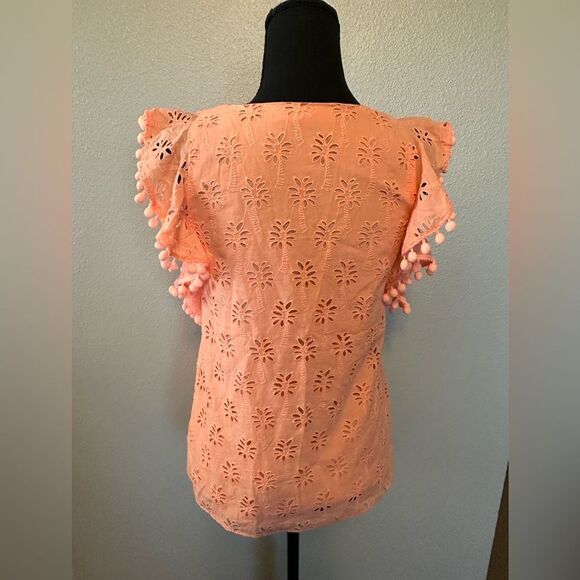Lilly Pulitzer Palm Tree Eyelet Top Peach Size XXS - Picture 8 of 13